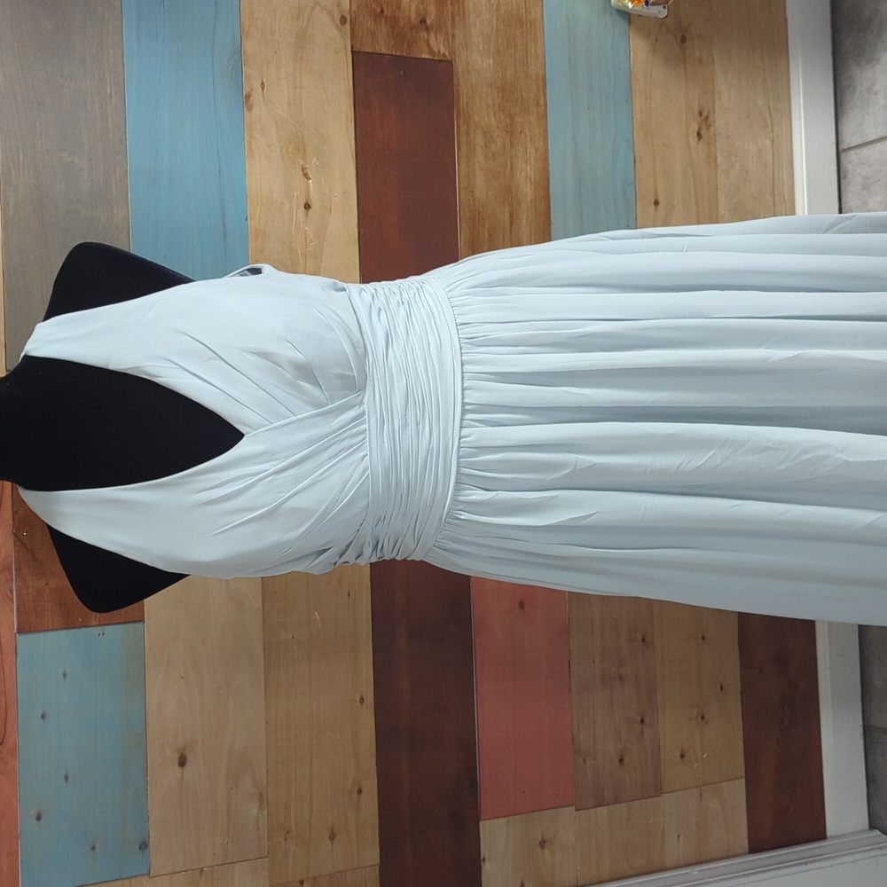 Azazie Pale Blue Halter Backless Dress